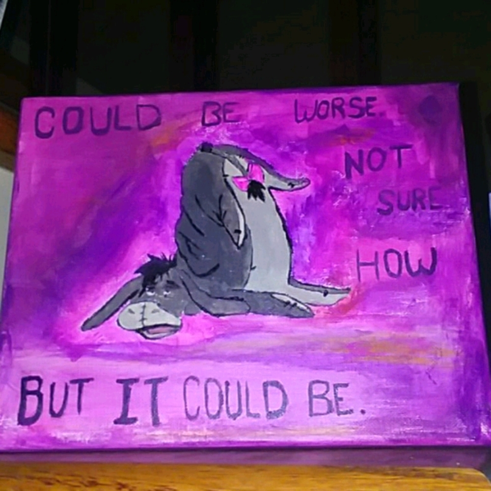 Eeyore painting with funny phrase